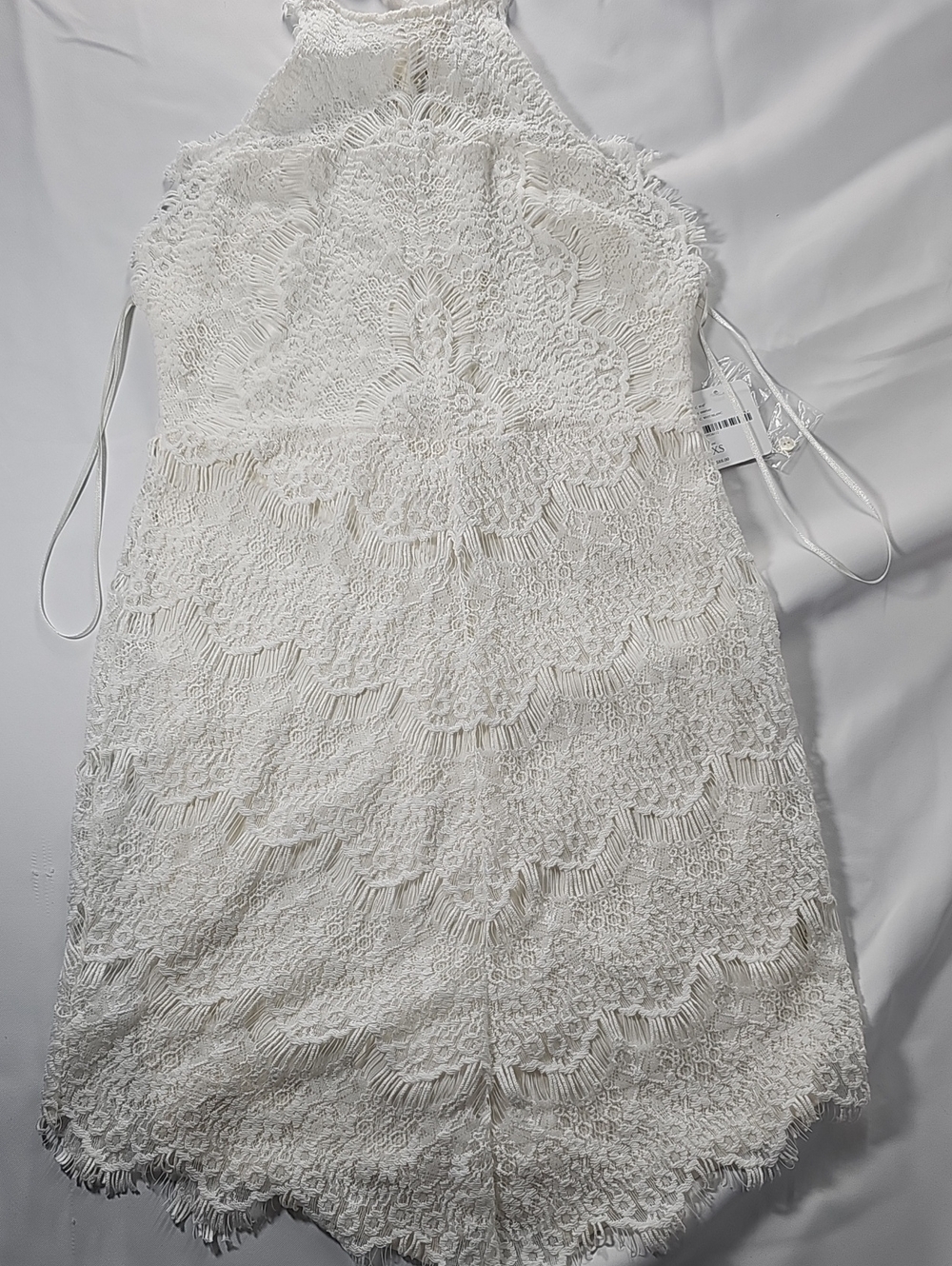 White Lace Halter Mini Dress - Chic Feminine Style
